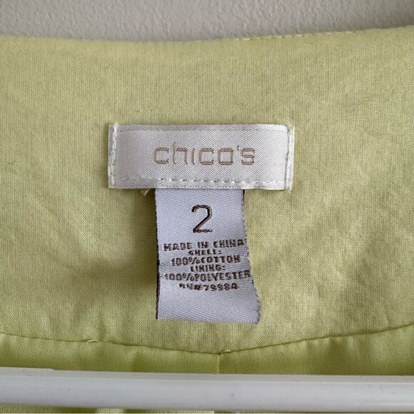 Chico’s Pintuck Pleat Textured Light Jacket Top Hook Closure Pale Green Sz 2 L - Picture 6 of 6